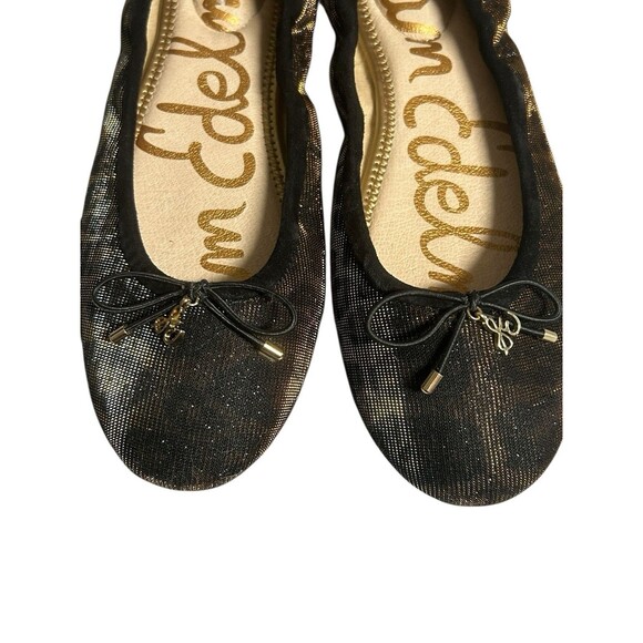SAM EDELMAN Women's Black Gold Ballet Flats Size 8.5 Holiday Whimsical Gothic - Picture 3 of 6